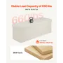 VEVOR Foldable Storage Ottoman Bench, End of Bed Bench with Side Bags, Folding Upholstered Storage Chest Supports 660 lbs, Linen