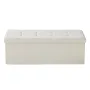 VEVOR Foldable Storage Ottoman Bench, End of Bed Bench with Side Bags, Folding Upholstered Storage Chest Supports 660 lbs, Linen