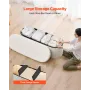 Oval Storage Ottoman Bench, Foldable Teddy Fleece End of Bed Bench, Folding Upholstered Bed Ottoman Chest with Large Storage Spa