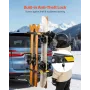 Folding Hitch Mounted Ski & Snowboard Rack, Fits 50 mm Receiver, Carries up to 6 Pairs of Skis or 4 Snowboards, Adjustable Hitch