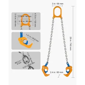 VEVOR Chain Tromle Lifter, G80 Tromle Lifting Chain Lifter med fortykket sikkerhedskrog, 0,9 ton kapacitet, 50 cm lange robuste