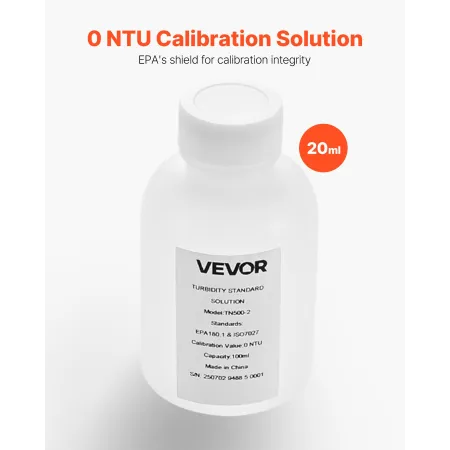 VEVOR Turbidity Calibration Solution, 0 NTU, 100 ml Capacity, Standard Turbidity Solution Refill for Turbiditymeter, Zero-drift 