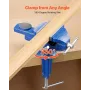 Bench Vise, 3 Inch, Portable Workbench Vice with 360° Swivel Base, Quick Release Rotating Bench Clamp, Raised Base, Cast Iron Co