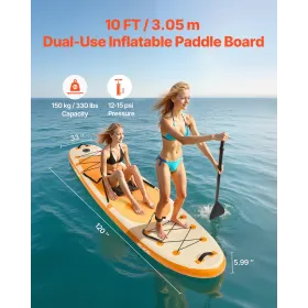 oppusteligt paddleboard med sæde, 3,05 m x 84 cm x 15 cm bredt