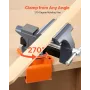 Bench Vise, 4.5 Inch, Portable Workbench Vice with 270° Swivel Base, Quick Release Rotating Bench Clamp, Cast Iron Construction,