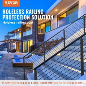 Cable Rail Post,  42 x 1.97 x 1.97", Level Deck Stair Post, Cable Handrail Post Stainless Steel Brushed Finishing Deck Railing