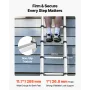 VEVOR 3.8m Telescoping Ladder, Aluminum Lightweight Multi-Purpose Collapsible Extension, One-Touch Retraction Ladder, Heavy Duty
