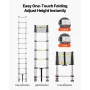 VEVOR 3.8m Telescoping Ladder, Aluminum Lightweight Multi-Purpose Collapsible Extension, One-Touch Retraction Ladder, Heavy Duty