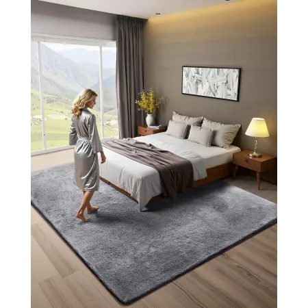 Indoor Plush Area Rugs, 2.44 x 3.05m Soft Plush Carpet, Furry Shag Area Rugs for Living Room, Bedroom, Sunroom, Modern Home Deco