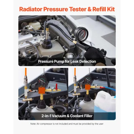 Coolant Pressure Tester Kit, 28Pcs Radiator Vacuum Refill Kit with 4 Adapters, Universal Fit, Automotive Cooling System Pressure