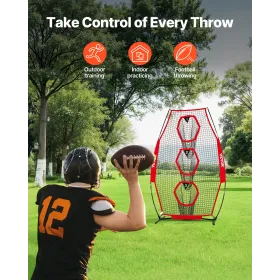 VEVOR 203,2 x 101,6 mm Fodboldtræner Kastenet, Træning Kasteskive Træningsnet med 3 Mållommer, Knudeløst Net I