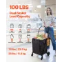 VEVOR Shopping Cart, Folding Grocery Utility Cart with Dual Baskets, Waterproof Liner & Wheels, 45 KG Large Load Capacity, Heavy
