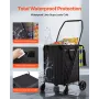 VEVOR Shopping Cart, Folding Grocery Utility Cart with Dual Baskets, Waterproof Liner & Wheels, 45 KG Large Load Capacity, Heavy
