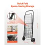 Shopping Cart, Folding Grocery Utility Cart with Dual Baskets, Waterproof Liner & Wheels, 45 KG Large Load Capacity, Heavy Duty 