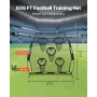 1828.8x1828.8mm Football Trainer Throwing Net, Training Throwing Target Practice Net with 5 Target Pockets, Knotless Net Include