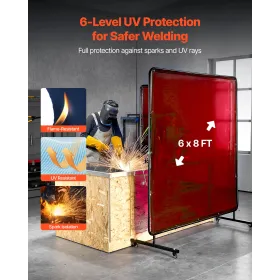 VEVOR 2PCS Welding Curtains, 1.74 x 2.34m Welding Screen Curtain, Flame-Resistant Vinyl Safety Protective Screen with 6-Level UV