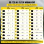 Oil Filter Socket Set, 30 Pcs Oil Filter Wrench Set, Sturdy Steel Oil Filter Socket, 3/8\" Oil Filter Socket, Low Profile Oil Fi