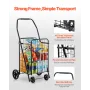 Shopping Cart, Folding Grocery Utility Cart with Swivel Wheels, 40.8 kg Large Load Capacity, Heavy Duty Rolling Laundry Basket B