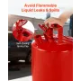Safety Gas Can, 19 L Type I Red Safety Can for Gasoline with Stainless Steel Flame Arrester, Self-Closing Lid, and PE Funnel, Ca