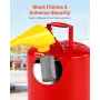 Safety Gas Can, 19 L Type I Red Safety Can for Gasoline with Stainless Steel Flame Arrester, Self-Closing Lid, and PE Funnel, Ca
