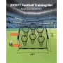 VEVOR 2438,4x2438,4 mm Fodboldtræner Kastenet, Trænings Kasteskive Træningsnet med 6 Mållommer, Knudeløst Net I