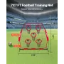 VEVOR 2133.6 x 2133.6mm Football Trainer Throwing Net, Training Throwing Target Practice Net with 5 Target Pockets, Knotless Net