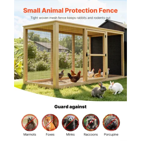 VEVOR hardwareklud 91 cm x 7,62 m, 2 x 3 tommer mesh 16 gauge galvaniseret trådnetrulle, vejrbestandig vinylbelagt kyllingetråd