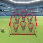 2438.4x2438.4mm Football Trainer Throwing Net, Training Throwing Target Practice Net with 6 Target Pockets, Knotless Net Include