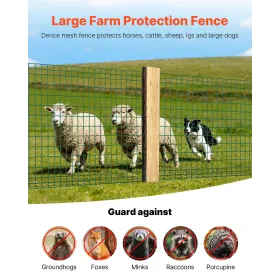 Farm Fence, 1 x 25 m, 2 x 4 in Mesh 2.1mm Galvanized Steel Wire Fencing for Cattle, Hog & Sheep, Heavy Duty Vinyl Coated Livesto
