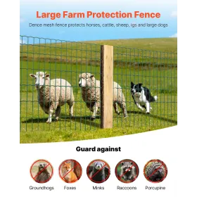 Farm Fence, 1.2 x 25 m, 2 x 4 in Mesh 2.1mm Galvanized Steel Wire Fencing for Cattle, Hog & Sheep, Heavy Duty Vinyl Coated Lives
