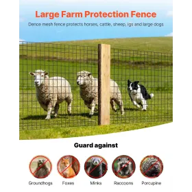 Farm Fence, 122cm x 15.2m, 2 x 4 in Mesh 14 Gauge Galvanized Steel Wire Fencing for Cattle, Hog & Sheep , Heavy Duty Vinyl Coate