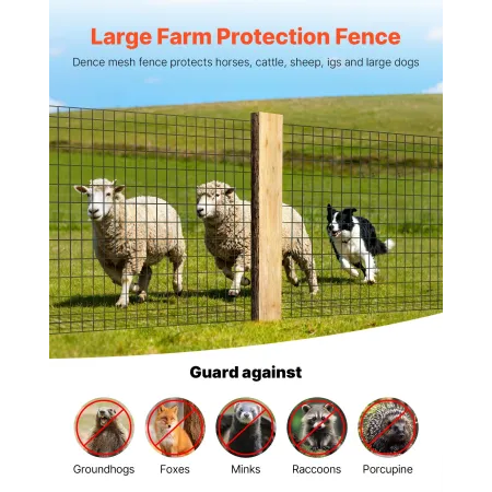 Farm Fence, 122cm x 15.2m, 2 x 4 in Mesh 14 Gauge Galvanized Steel Wire Fencing for Cattle, Hog & Sheep , Heavy Duty Vinyl Coate