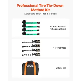 VEVOR Wheel Chock Tie-Down Kit, Tire-Style Tow Dolly Strap, Car Tie Down Kit with Heavy-Duty Hook, Break Strength 4540 kg & Work