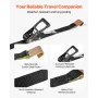 Wheel Chock Tie-Down Kit, Tire-Style Trailer Tie Down Strap, Car Tie Down Kit with Flat Hook, Break Strength 4540 kg & Working L