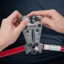 Battery Cable Lug Crimping Tool, 10-1/0AWG with Cable Cutter and 48PCS Copper Ring Terminals, 6 Wire Sizes Crimping Die and 100p