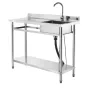 Stainless Steel Utility Sink, Free Standing Single Bowl Commercial Kitchen Sink with Faucet, Utility Left Basin Workbench with H