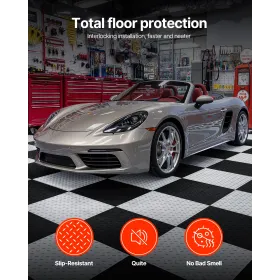 VEVOR Garage Floor Tiles Interlocking, 8 Pack 513 x 513 x 5 mm Interlocking Modular Garage Flooring Tiles, Diamond Plate Slip-Re