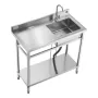 VEVOR Stainless Steel Utility Sink, Free Standing Single Bowl Commercial Kitchen Sink with Faucet, 1000 x 500 x 940 mm, Utility 