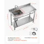 Stainless Steel Utility Sink, Freestanding Single Bowl Commercial Kitchen Sink with Faucet, Utility Right Basin Workbench with H