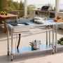 Stainless Steel Utility Sink, Freestanding Single Bowl Commercial Kitchen Sink with Faucet, Utility Right Basin Workbench with H