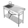 VEVOR Stainless Steel Utility Sink, Freestanding Single Bowl Commercial Kitchen Sink with Faucet, Utility Right Basin Workbench 
