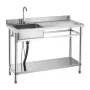 Stainless Steel Utility Sink, Freestanding Single Bowl Commercial Kitchen Sink with Faucet, Utility Right Basin Workbench with H