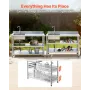 Stainless Steel Utility Sink, Free Standing Single Bowl Commercial Kitchen Sink with Faucet and Hot & Cold Water Pipe, Dual Stor
