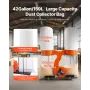 VEVOR Dust Collector, 1550 CFM 2.5 Micron Vortex Cone Dust Collectors, 3.0HP Sawdust Collection System with Two 132.5L Dusts Col