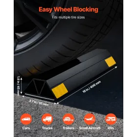 VEVOR Parkeringsprop, 406 mm 2 Stk Heavy Duty Parkeringshjælp til garage, PP kantsten Garage Gulvprop med reflekterende lister,