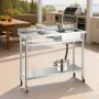 Stainless Steel Utility Sink, Rolling Single Bowl Commercial Kitchen Sink with Wheels, Faucet and Hot & Cold Water Pipe, Utility