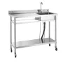 Stainless Steel Utility Sink, Rolling Single Bowl Commercial Kitchen Sink with Wheels, Faucet and Hot & Cold Water Pipe, Utility