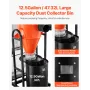 Dust Collector, 763 CFM 1 Micron Cyclone Dust Collector, 1.5HP Dusts Separator with 47.32L Dust Collector Bag & Base Stand, Smar