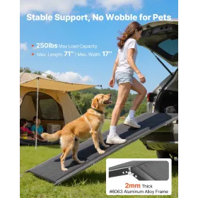 VEVOR Dog Ramp for Cars, 180 x 43.2 cm, Folding Pet Ramps for Medium & Large Dogs up to 113 kg, Pet Stair Ramp with Non-Slip Oxf