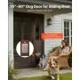Dog Door for Sliding Glass Door, 1927 mm to 2040 mm Adjustable Height, Aluminum Alloy Frame with Rotating Hinges, Lock Design, 2
